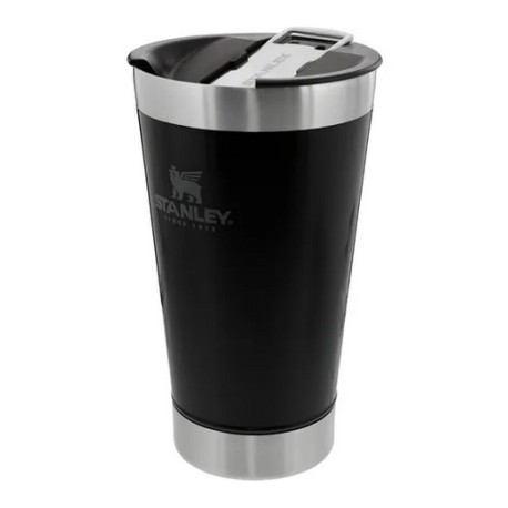 Copo Térmico De Cerveja Inox C/ Tampa Cor Preto 473ml