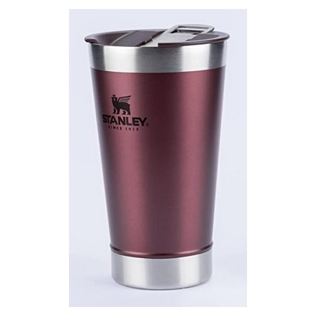 Copo Térmico De Cerveja Inox C/ Tampa Cor Vinho 473ml