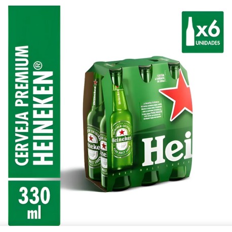 Cerveja Heineken Long Neck 330ml - Pack 06 Unidades